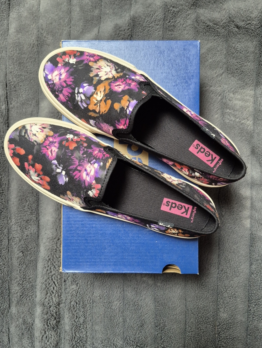 Keds Double Decker Blooms Slip-On Shoes In Black, Size 8, New In Box - Picture 6 of 14